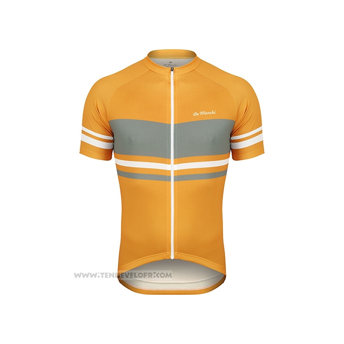 2021 Maillot Cyclisme de Marchi Jaune Gris Manches Courtes et Cuissard